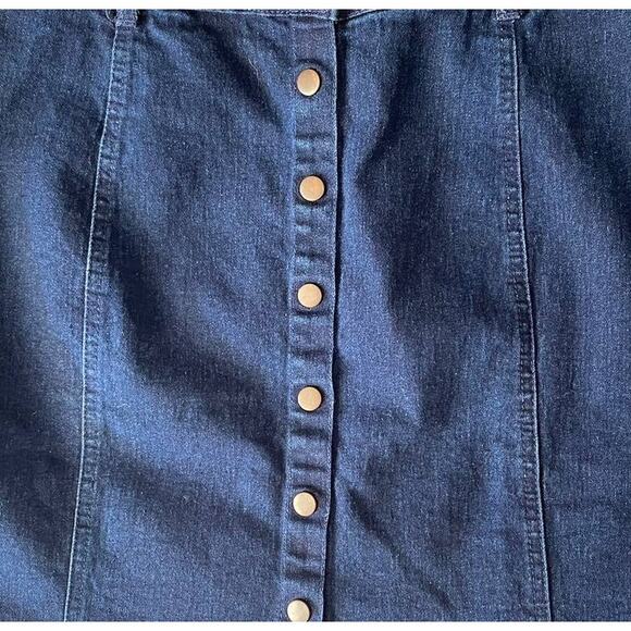 Forever 21 Blue Button Front Skirt Size Medium Denim - Picture 4 of 6